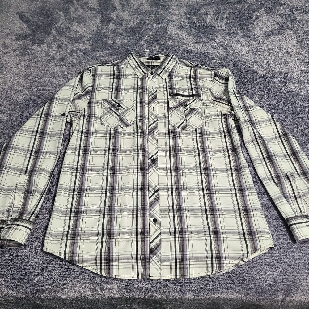 Eighty Eight Platinum Plad Button-up Shirt XXL 100% Cotton